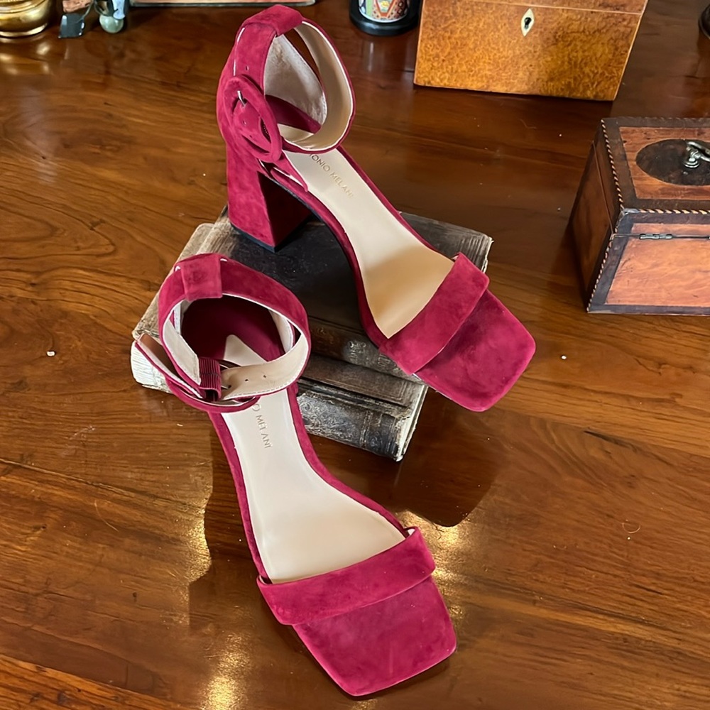 Antonio Melani Burgundy Merlot velvet ankle strap heel